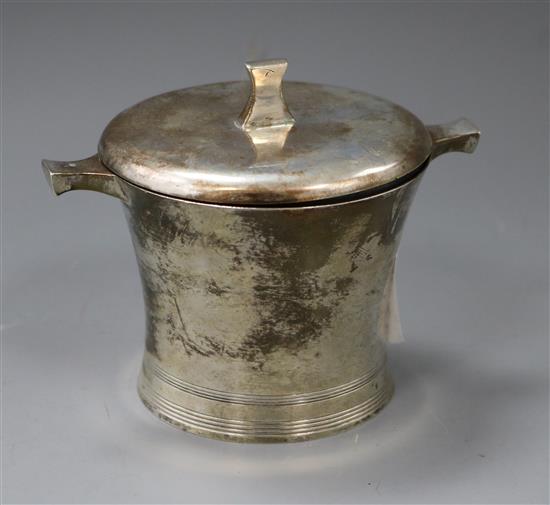 A George V Art Deco silver preserve pot and cover, J. Parkes & Co, London, 1921, 9 oz.